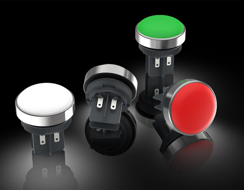 Robuste Signalleuchte mit Edelstahlbund und Rot/Grün-LED